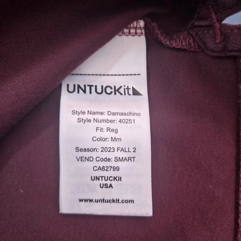 UNTUCKit Damaschino Polo Shirt Mens XX Large Maroon Long Sleeve Cotton